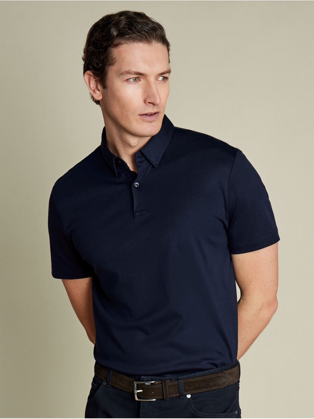 Charles Tyrwhitt Smart Cotton Polo - Navy